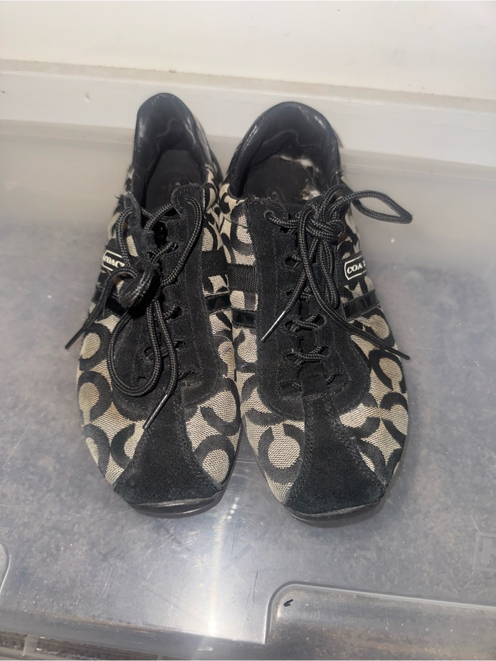 Coach Black and Beige Signature Logo Sneakers